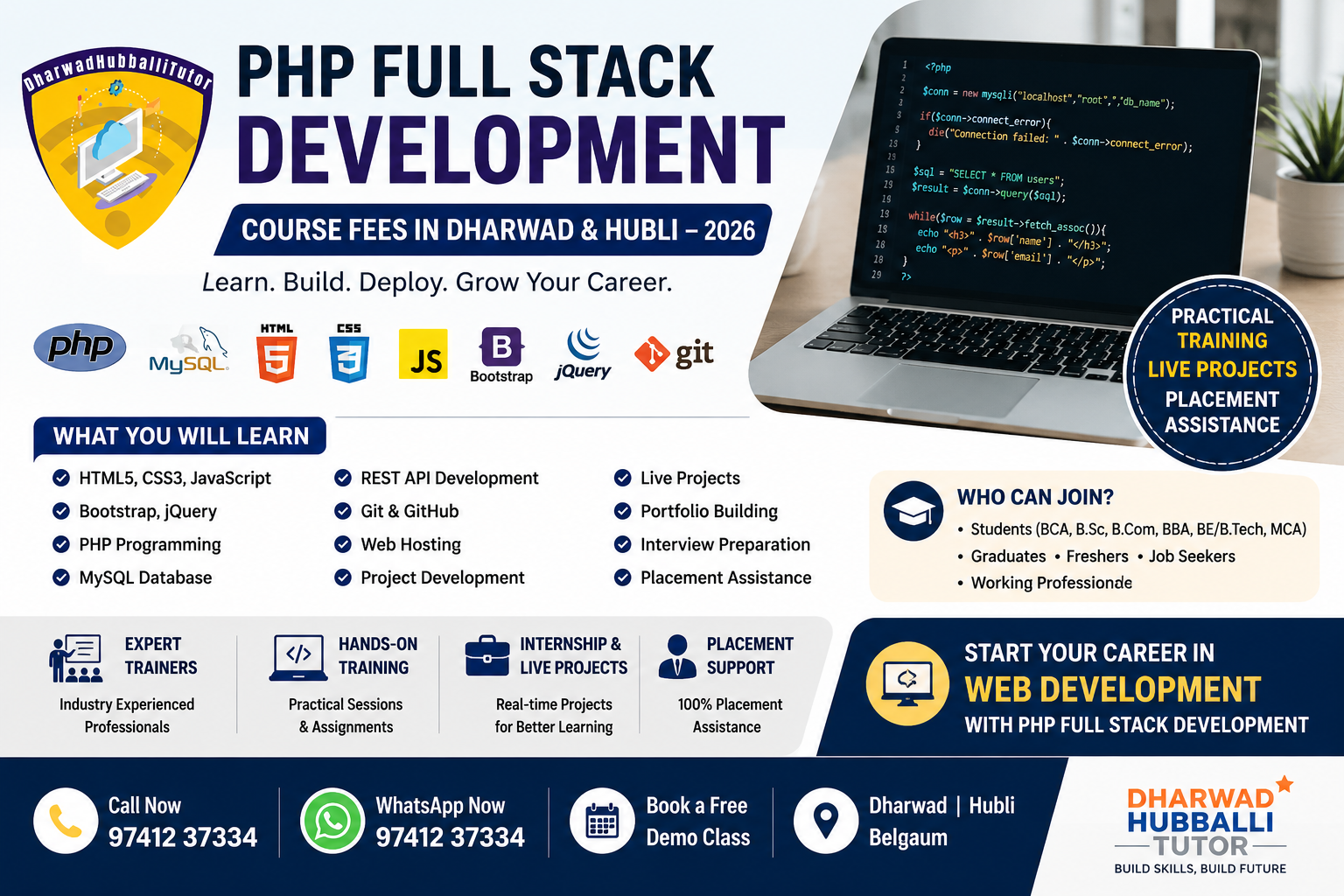 PHP Full Stack Development Course Fees in Dharwad & Hubli – 2026